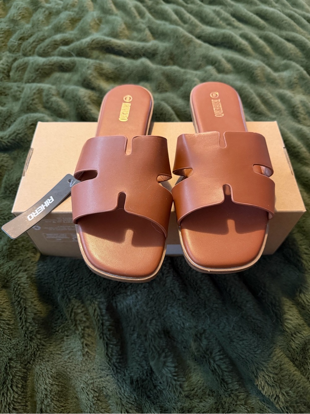 Riviera Cognac Brown Women's Slide Sandals